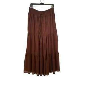 VTG Very Vollbrack L 90s Y2K Maxi Skirt Boho Retro Fairy‎ Brown Goth Peasant